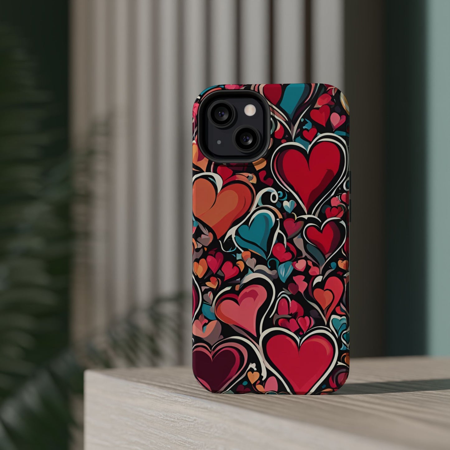 Vibrant Multicolor Heart Art – MagSafe-Compatible iPhone Case