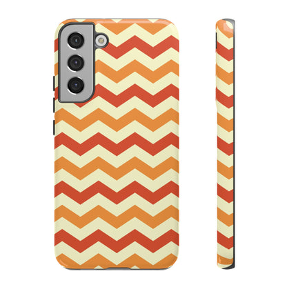 Warm Sunset Chevron – Orange, Red & Cream Geometric Samsung Galaxy Case