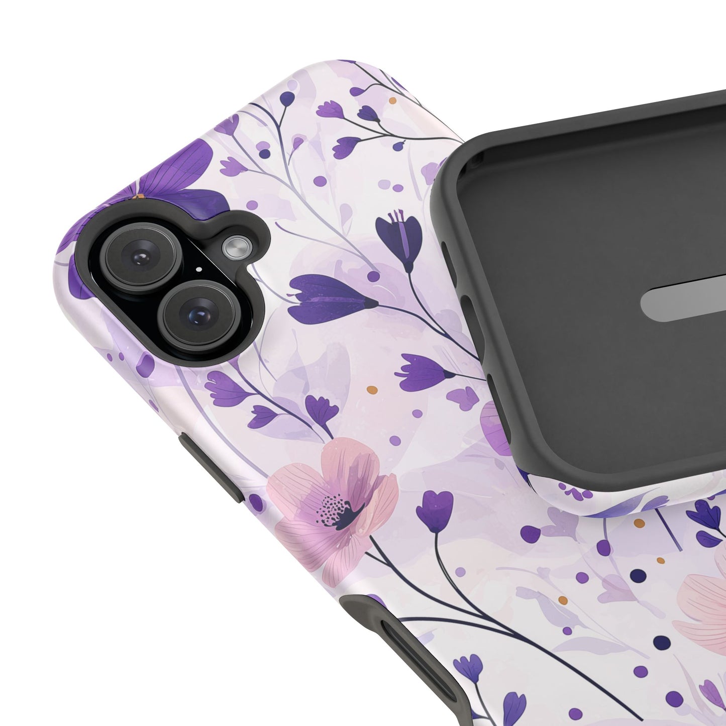 Purple Floral Bliss MagSafe iPhone Case – Delicate Blossom Design