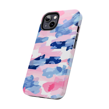 iPhone Case: Dynamic Pink & Navy Brushstroke Art