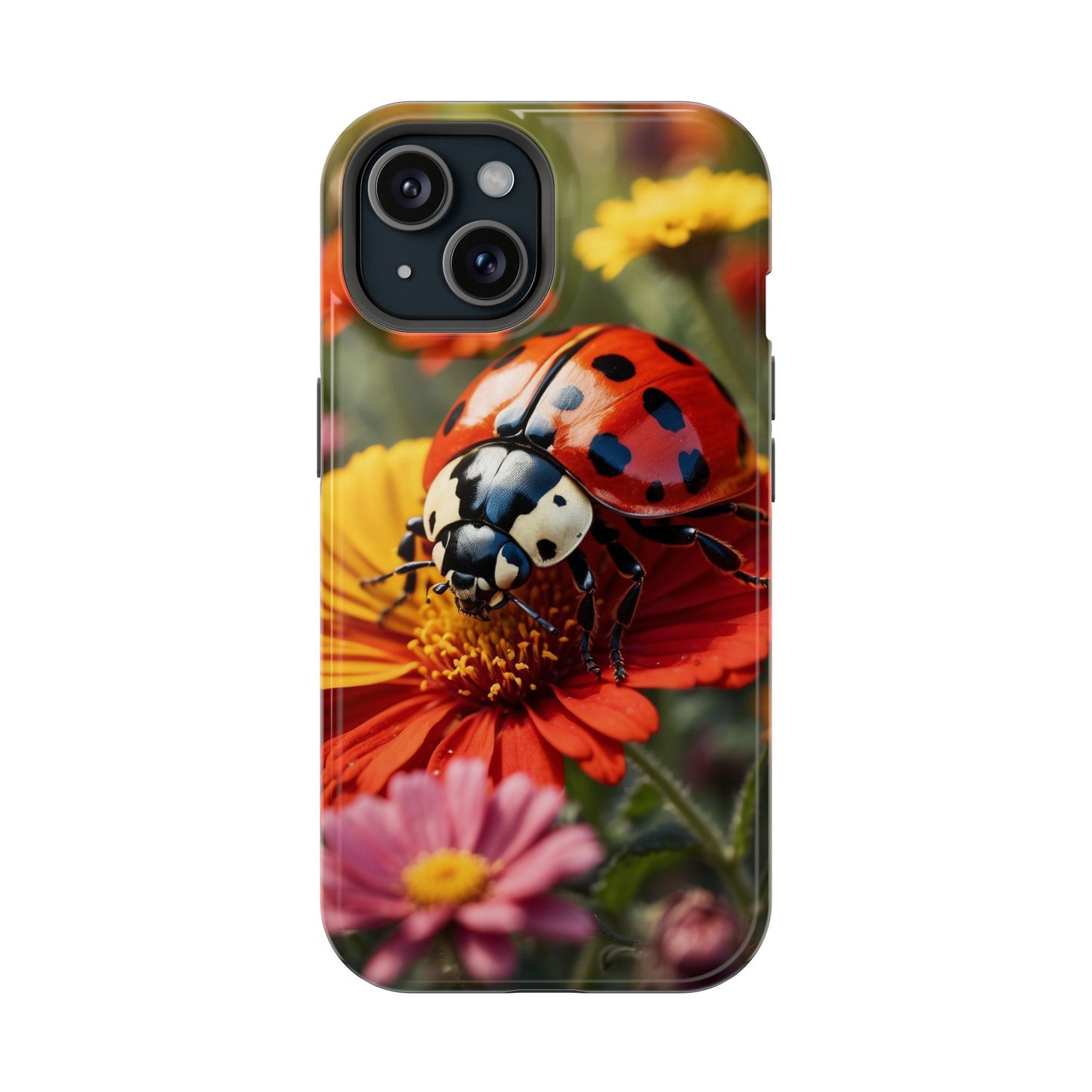 Ladybug on Orange Daisy - MagSafe iPhone Case