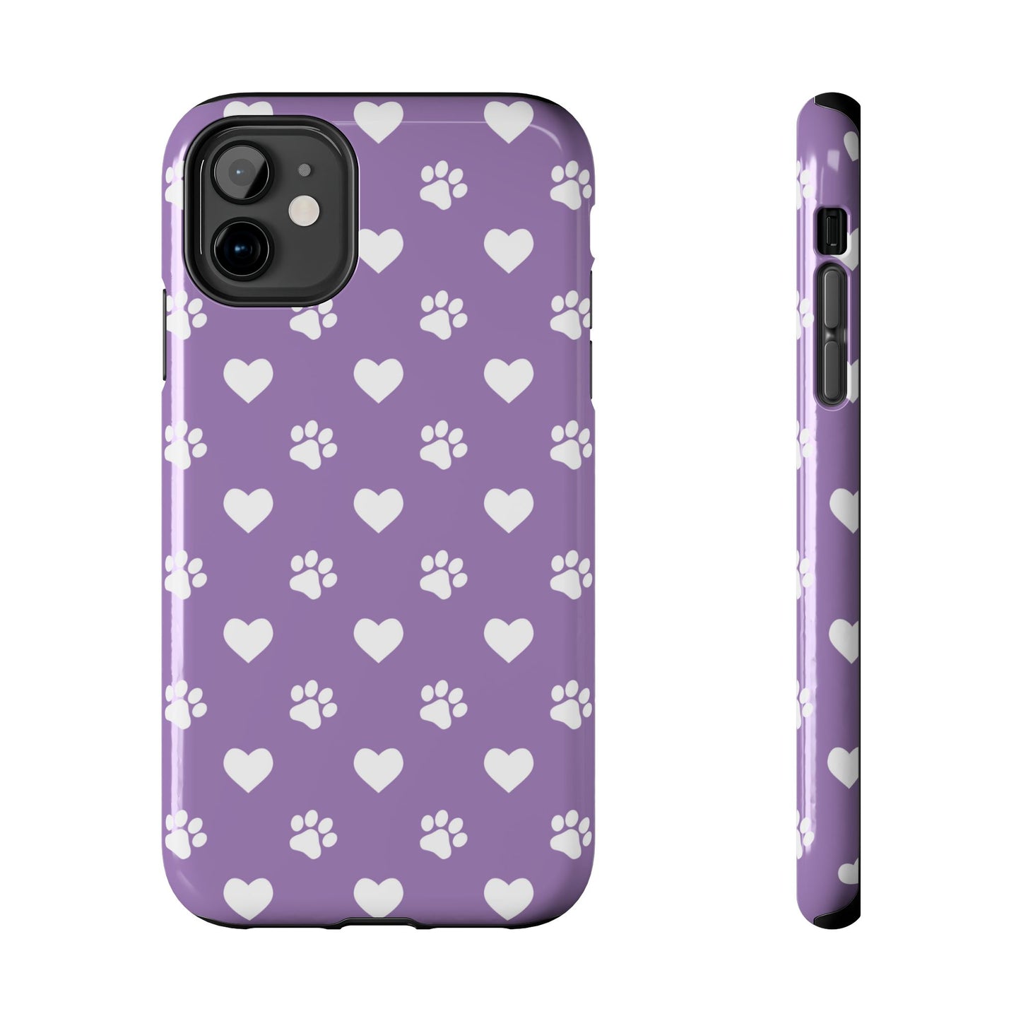 Lavender Paw Prints & Hearts Design - Adorable Pet Lover iPhone Case