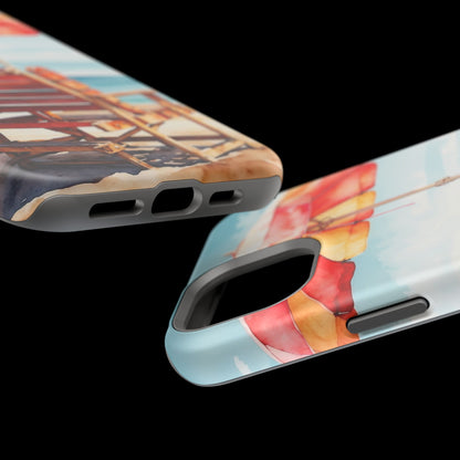 Beachfront Sunset Lounge MagSafe iPhone Case – Vibrant Watercolor Design