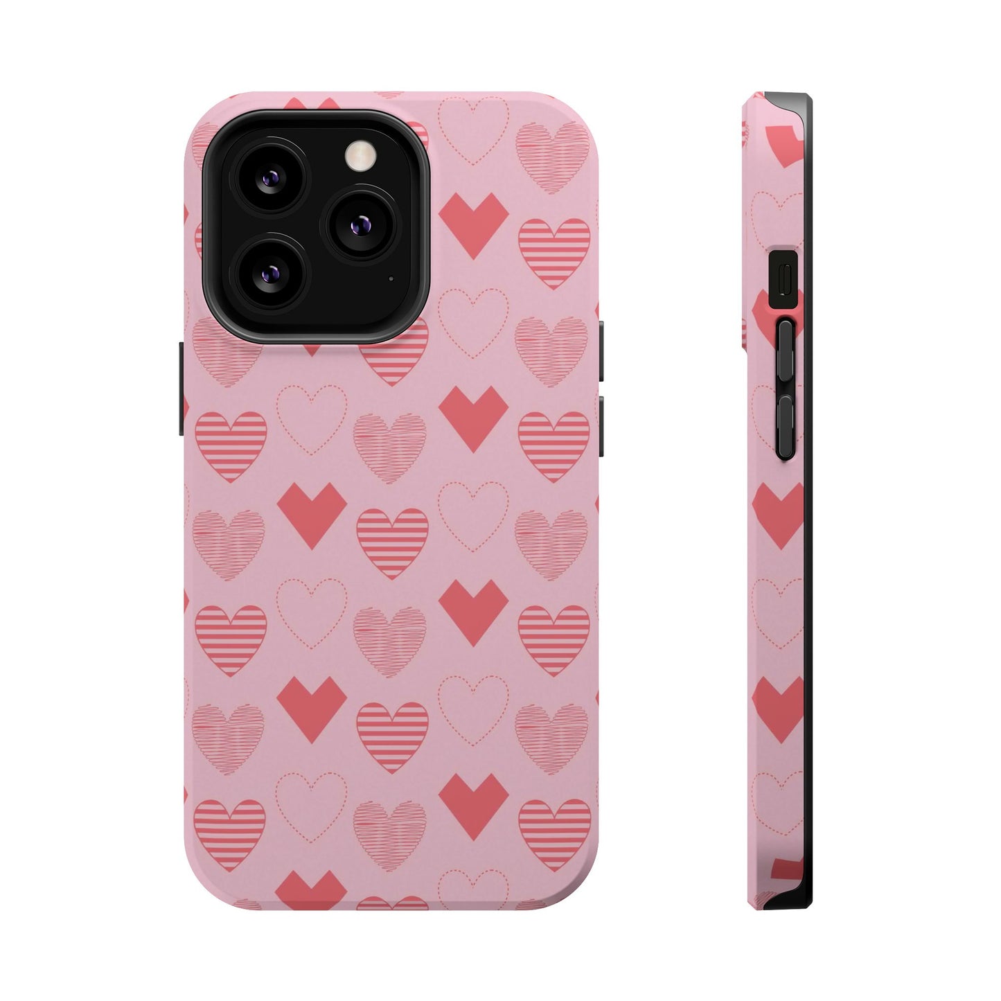 Striped Hearts MagSafe iPhone Case