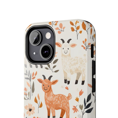 iPhone Case: Smiley Goats & Dried Flowers – Vintage Charm