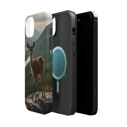 Majestic Fawn Overlooking Mountain Vista MagSafe iPhone Case