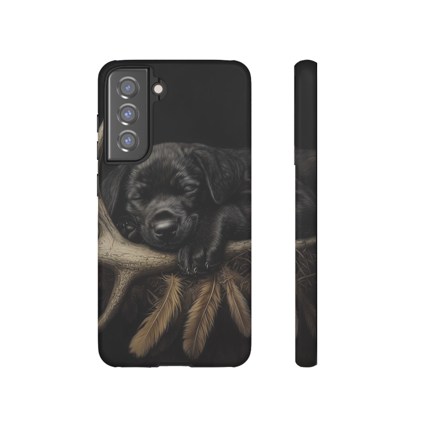 Adorable Black Labrador Puppy on Feathers Samsung Galaxy Case