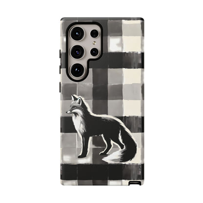 Black White Fox Phone Case - Monochrome Mystique