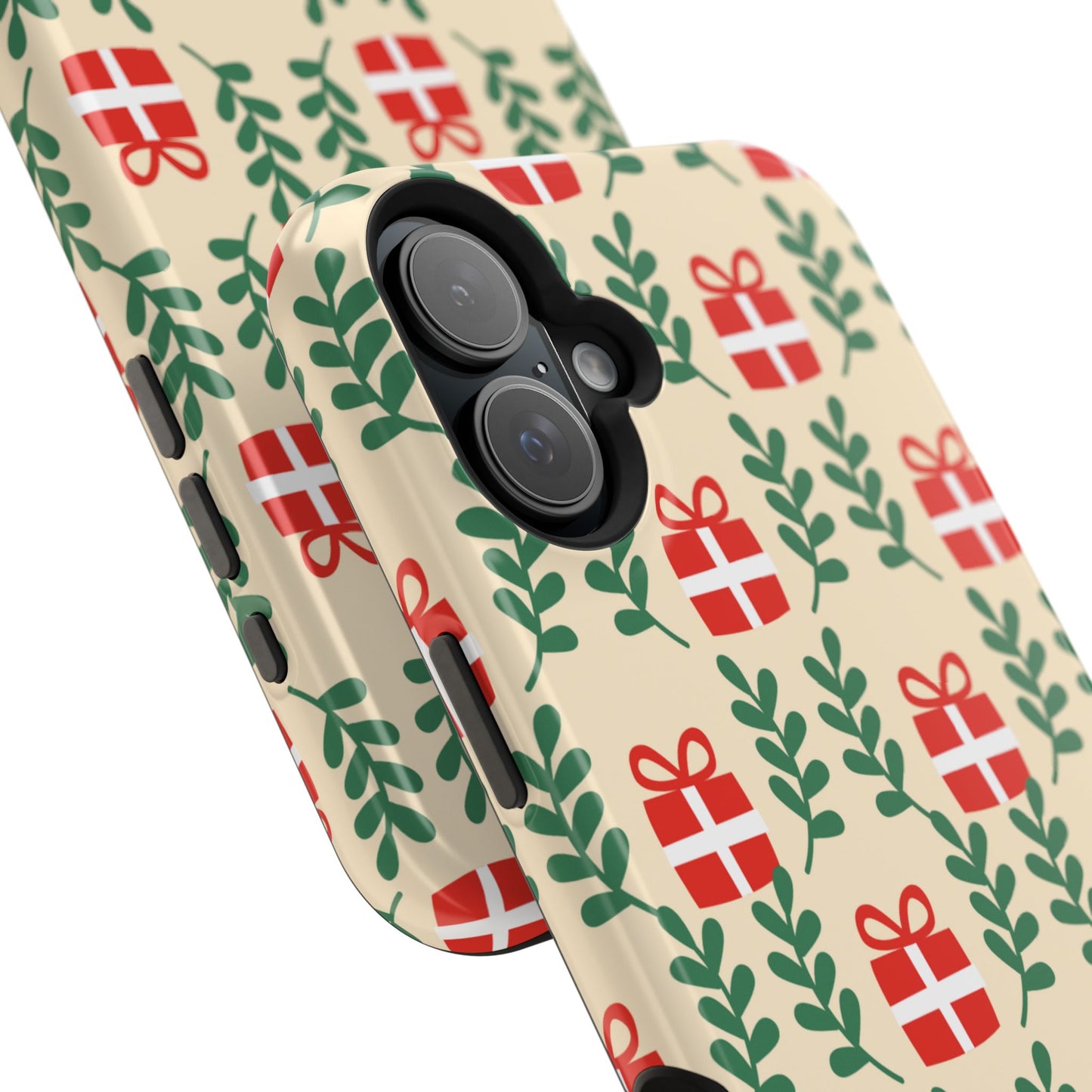 MagSafe iPhone Case: Holiday Cheer – Red Gifts & Green Leaves