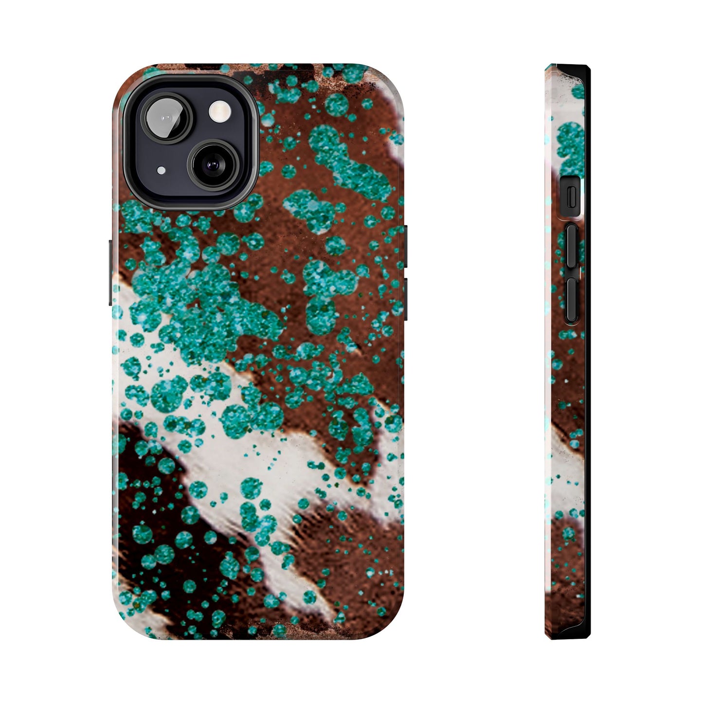 Teal Glitter Cowhide - iPhone Series Case