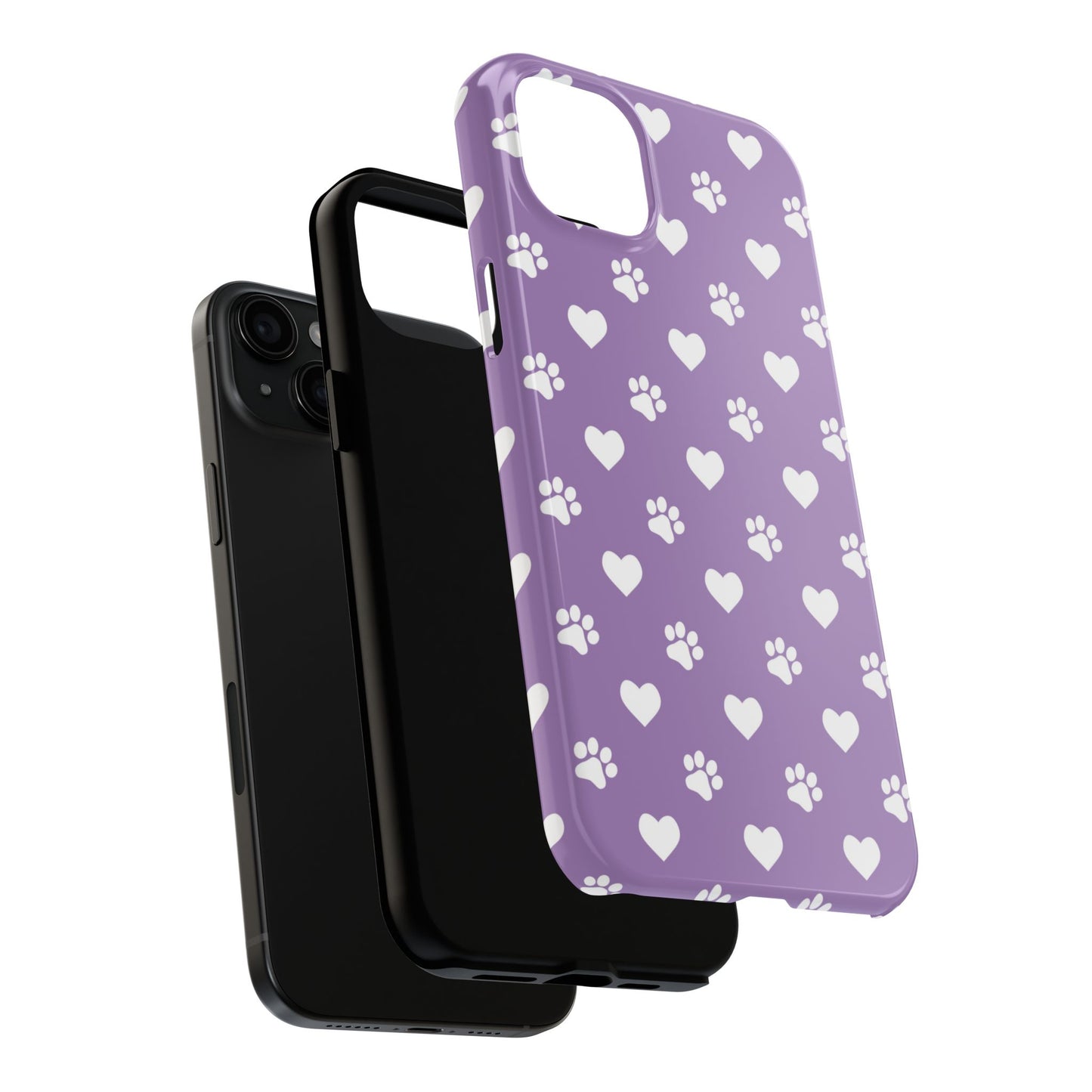 Lavender Paw Prints & Hearts Design - Adorable Pet Lover iPhone Case