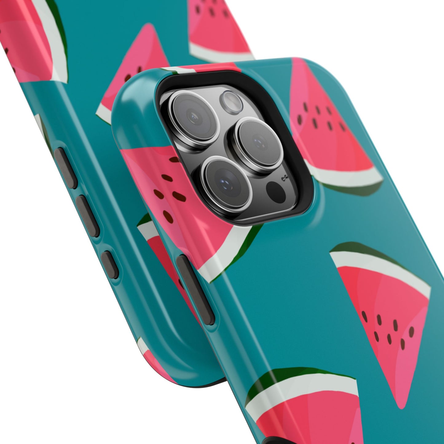 Watermelon Bliss MagSafe iPhone Case – Vibrant Summer Fruit Design on Teal Background