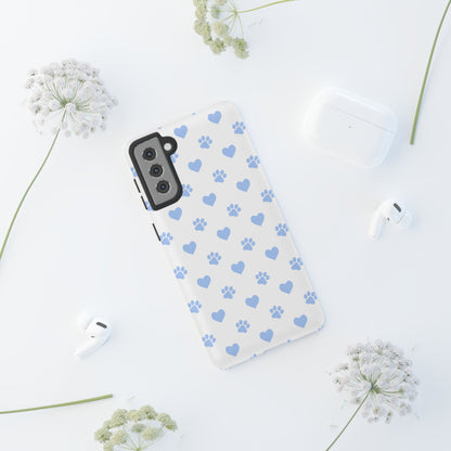 Samsung Galaxy Case - Blue Paw Print & Heart Design