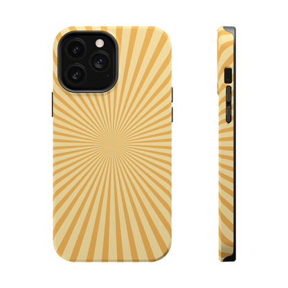 Golden Sunburst MagSafe  iPhone Case – Retro Radiant Design with Dual-Layer Protection