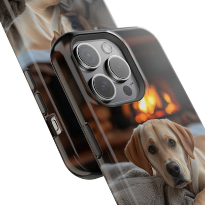 Cozy Golden Retriever by the Fireplace - MagSafe Case