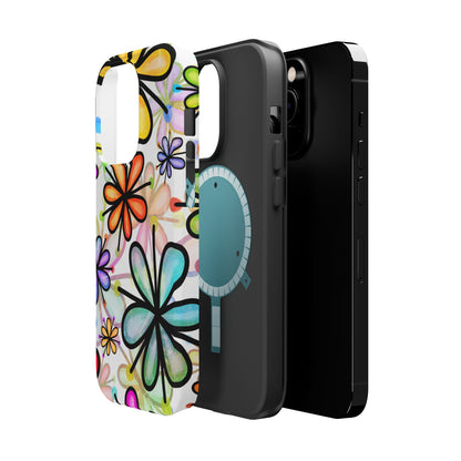 Retro Floral Pop MagSafe iPhone Case – Ultra-Slim Design, High-Gloss Finish