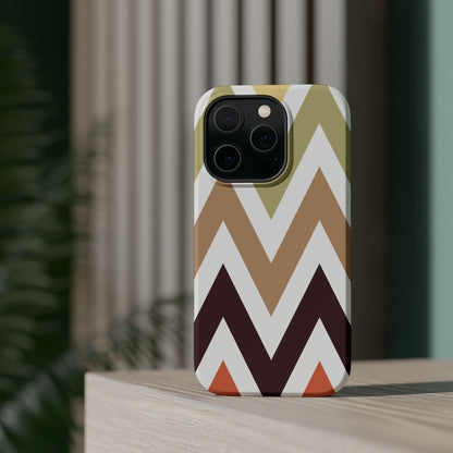 Earthy Chevron MagSafe iPhone Case – Boho-Inspired Design with Dual-Layer Protection