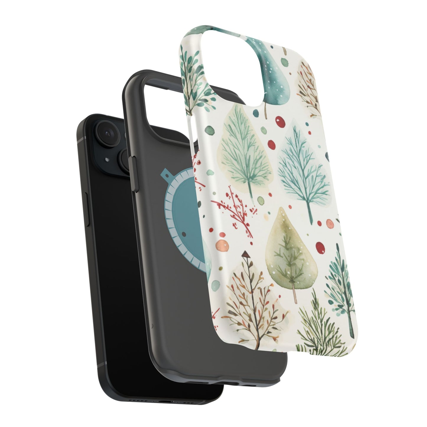 Watercolor Winter Trees MagSafe iPhone Case – Nature-Inspired, Holiday Theme Protective Cover