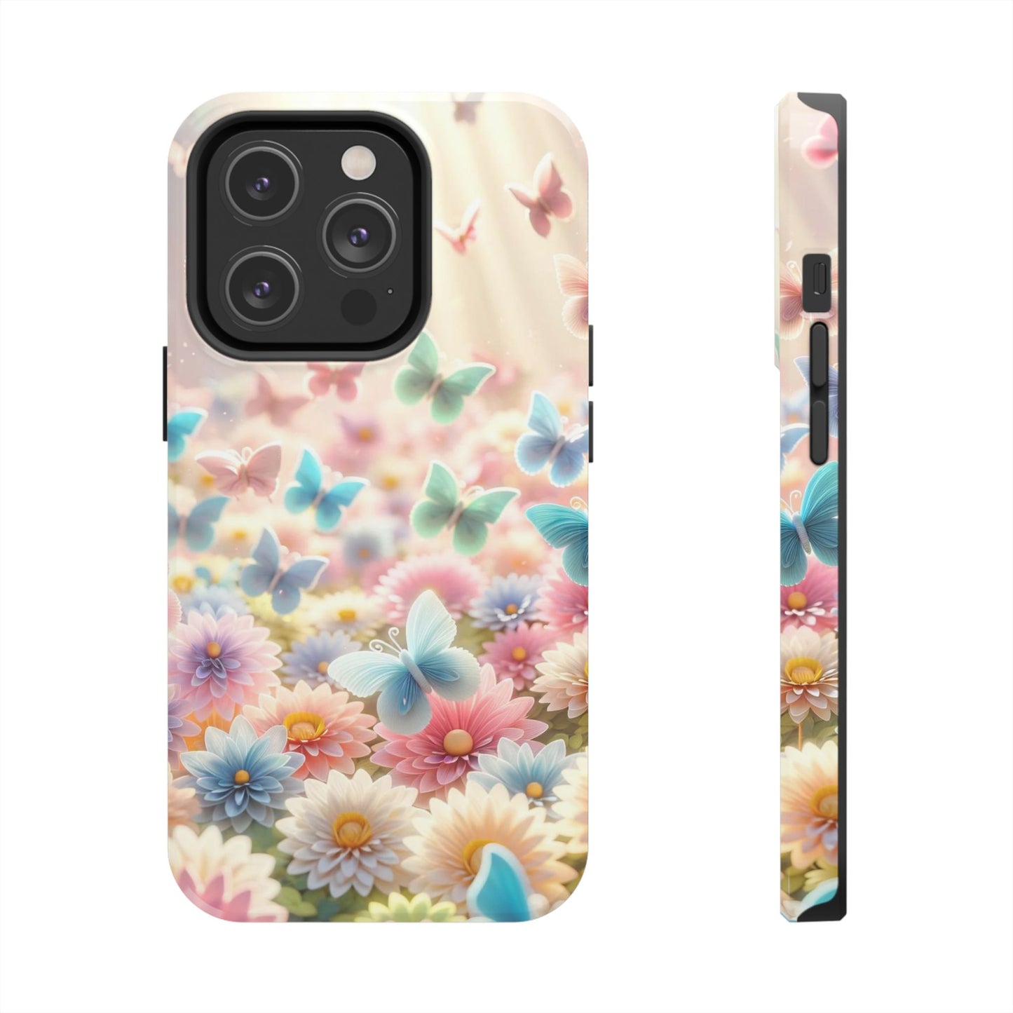 Butterfly Flower Garden - iPhone Case - Pastel Floral Protective Cover