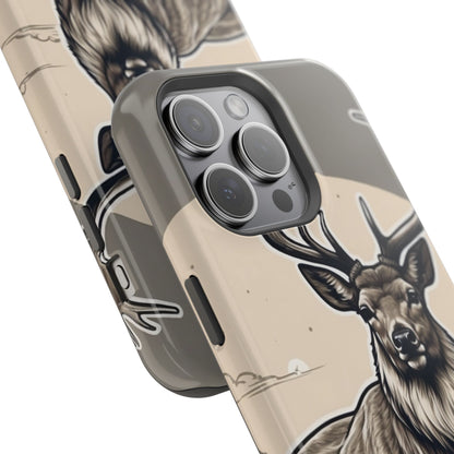 Monochrome Majesty – Regal Stag MagSafe iPhone Cases