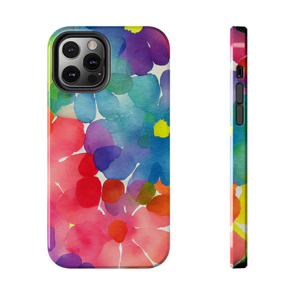 Rainbow Bloom Watercolor iPhone Case – Slim Design, Glossy Finish