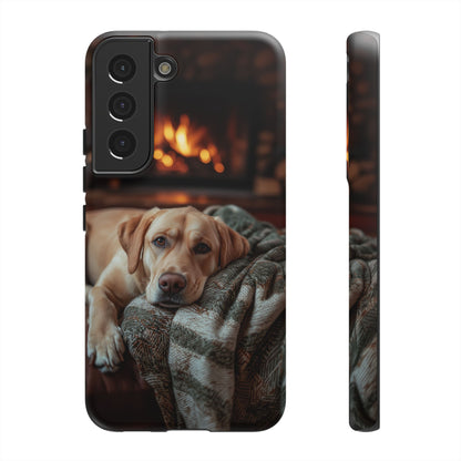 Cozy Labrador by Fireplace Samsung Galaxy Case – Rustic Cabin Protective Cover