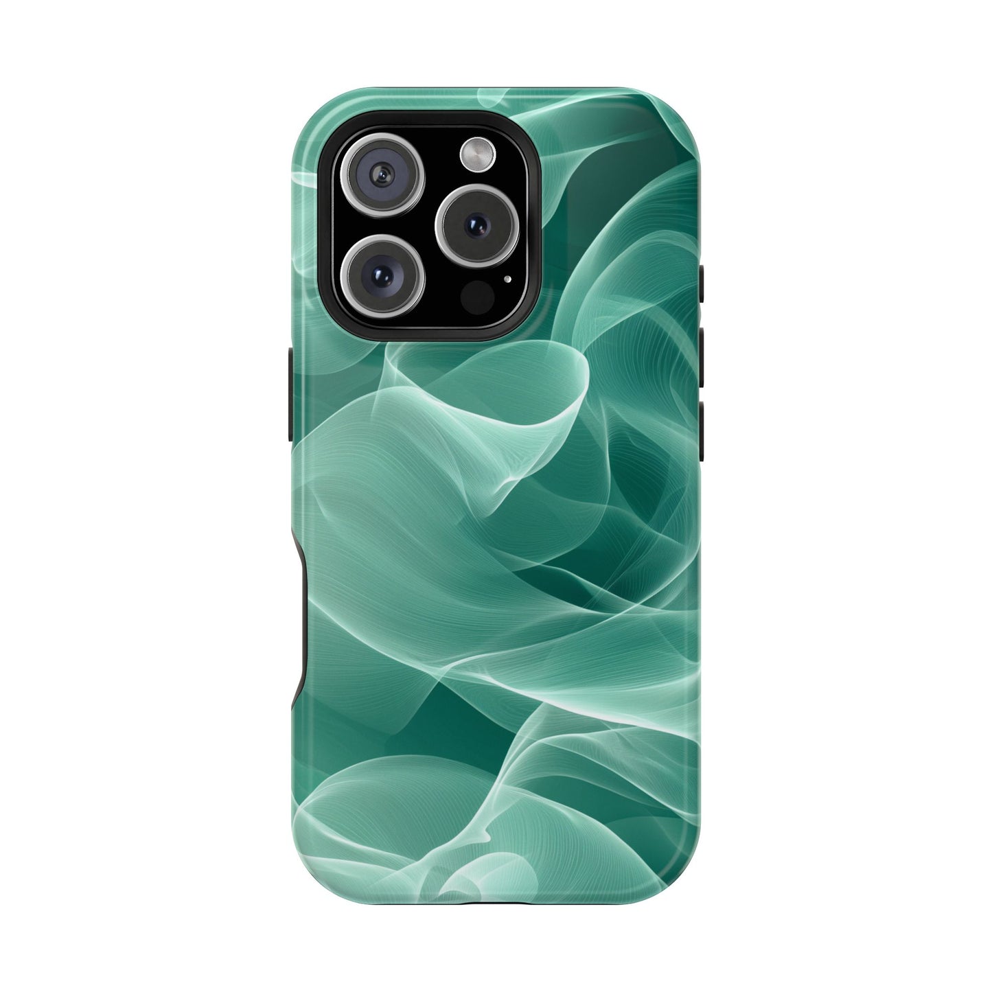 Emerald Flow MagSafe iPhone Case – Translucent Green Fabric-Inspired Design