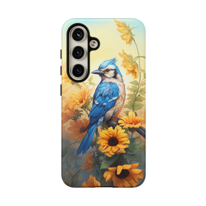 Blue Jay & Sunflowers Phone Case - Perfect Gift for Bird Lovers!