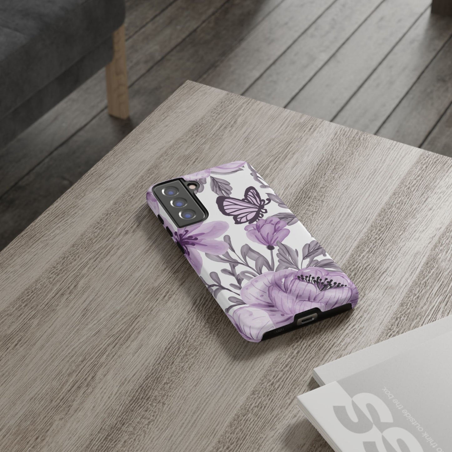 Lavender Bloom Butterfly Samsung Galaxy Case – Delicate Floral Design with Watercolor Details