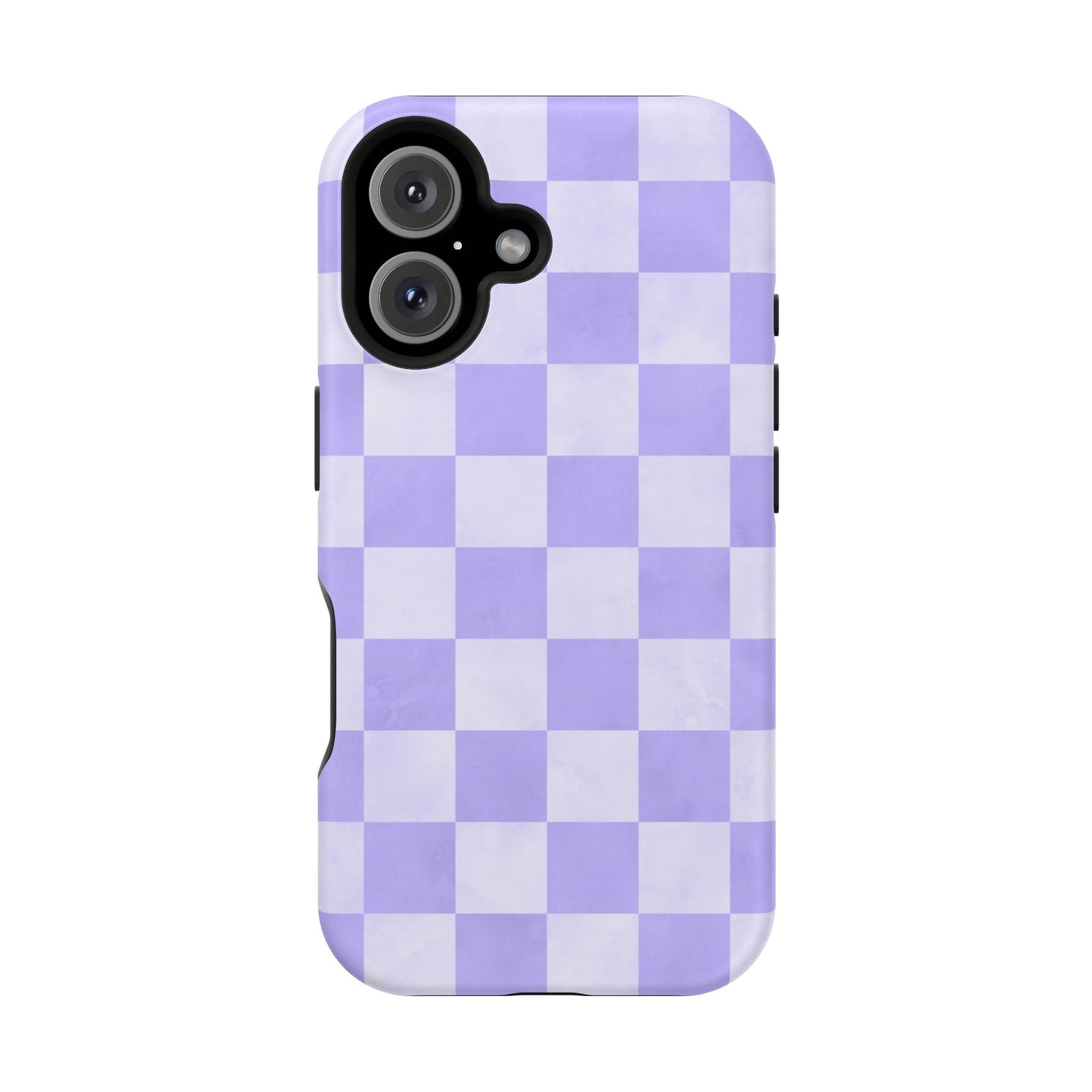 Lavender Checkerboard MagSafe iPhone Case – Shockproof, Smooth Matte Finish, Dual-Layer Design