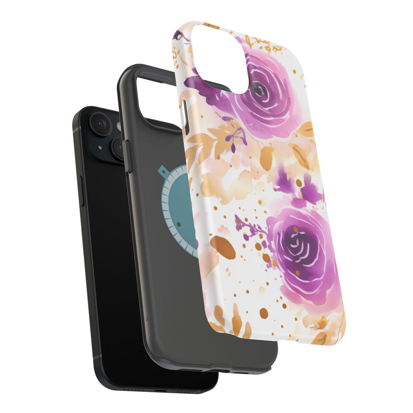 Soft Purple & Gold Floral Splash - MagSafe iPhone Series Case