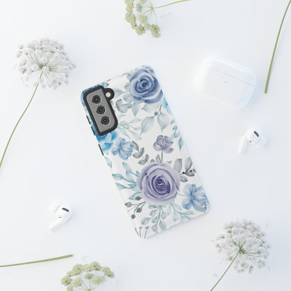 Elegant Blue & Violet Roses Samsung Galaxy Case – Artistic Floral Design for Stylish Protection