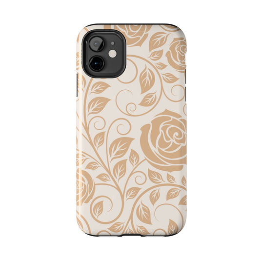 Vintage Rose Vine Tough iPhone Case – Elegant Floral Pattern with Dual-Layer Protection