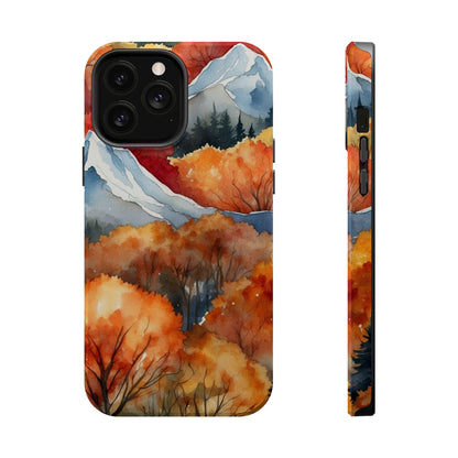 Autumn Mountain Forest Watercolor - MagSafe iPhone Case