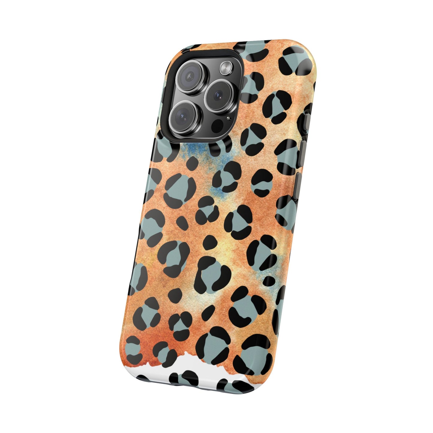 Sunset Watercolor Leopard Print Tough MagSafe iPhone Case – Artistic Animal Pattern with Dual-Layer Protection