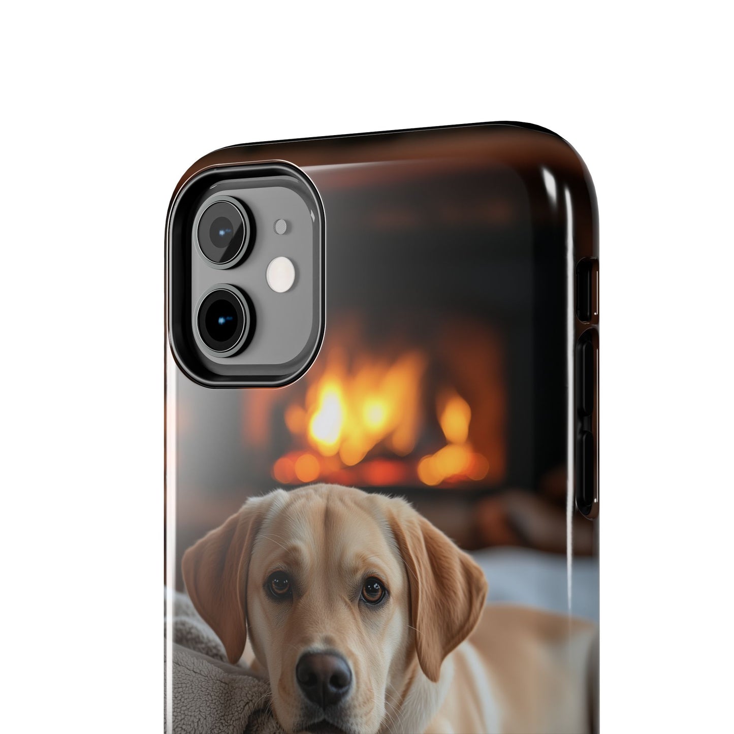 Cozy Golden Retriever by the Fireplace - iPhone Series Case