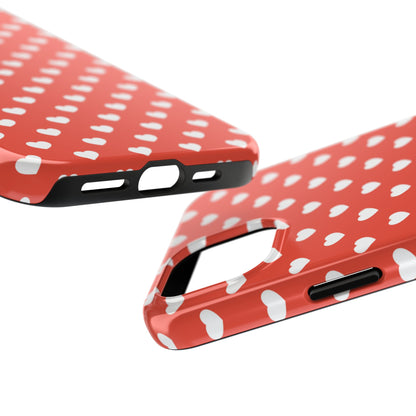 White Hearts on Red iPhone Case