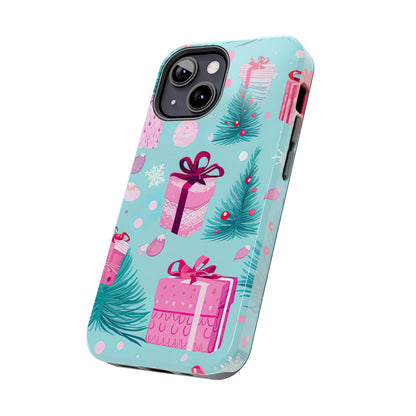 Festive Pink Christmas Gifts and Evergreen iPhone Case – Holiday Theme, Protective Cover