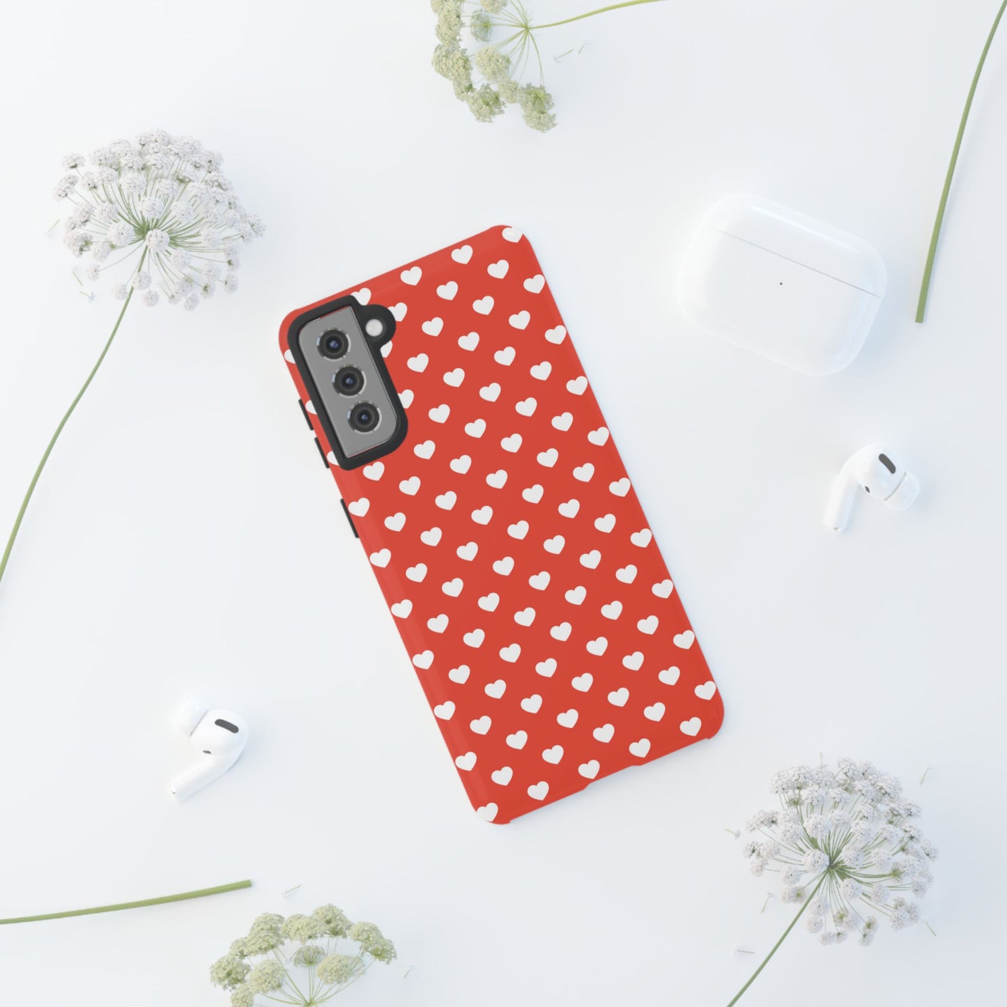 White Hearts on Red Samsung Case