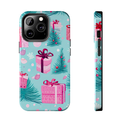 Festive Pink Christmas Gifts and Evergreen iPhone Case – Holiday Theme, Protective Cover