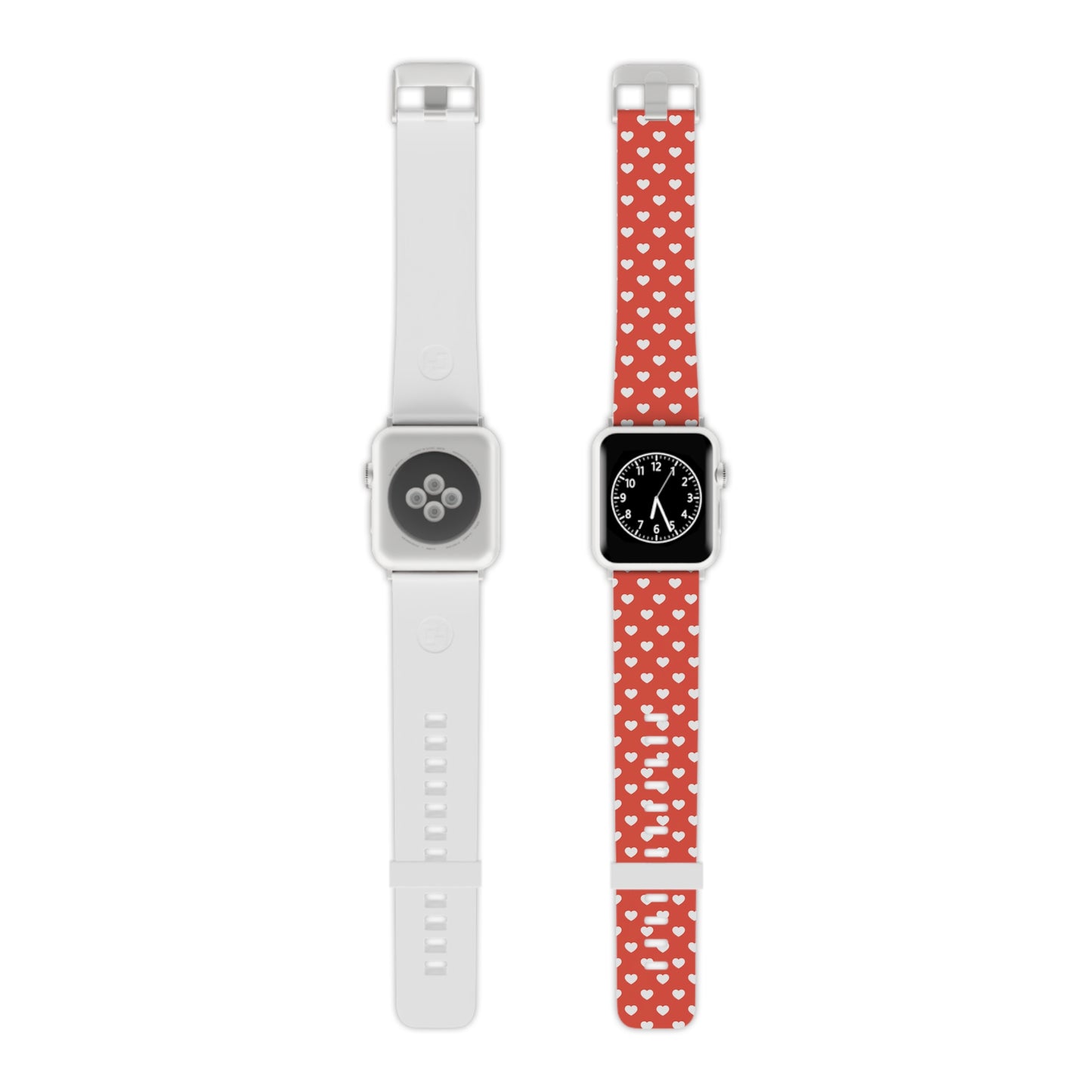 White Hearts on Red Apple Watch Band