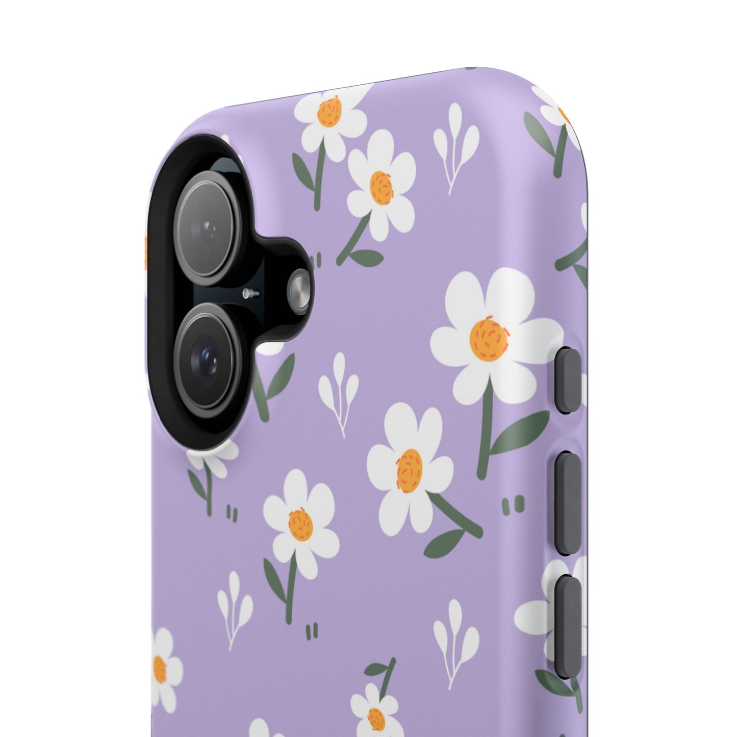 Purple Daisy Garden MagSafe  iPhone Case – Soft Lavender Background, Shockproof Protection with Slim Fit