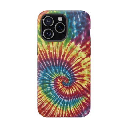 Vibrant Spiral Tie-Dye MagSafe Case – Retro Rainbow Design