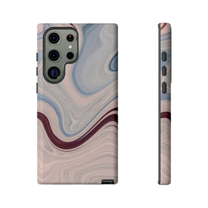 Marble Swirl Elegance – Samsung Galaxy Case in Blue & Blush Abstract Design