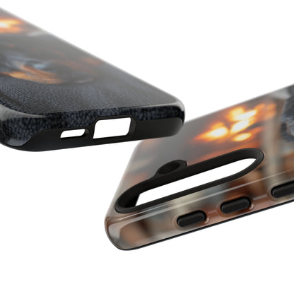 Warm Rottweiler by the Fireplace Samsung Galaxy Case – Rustic Charm for Dog Lovers