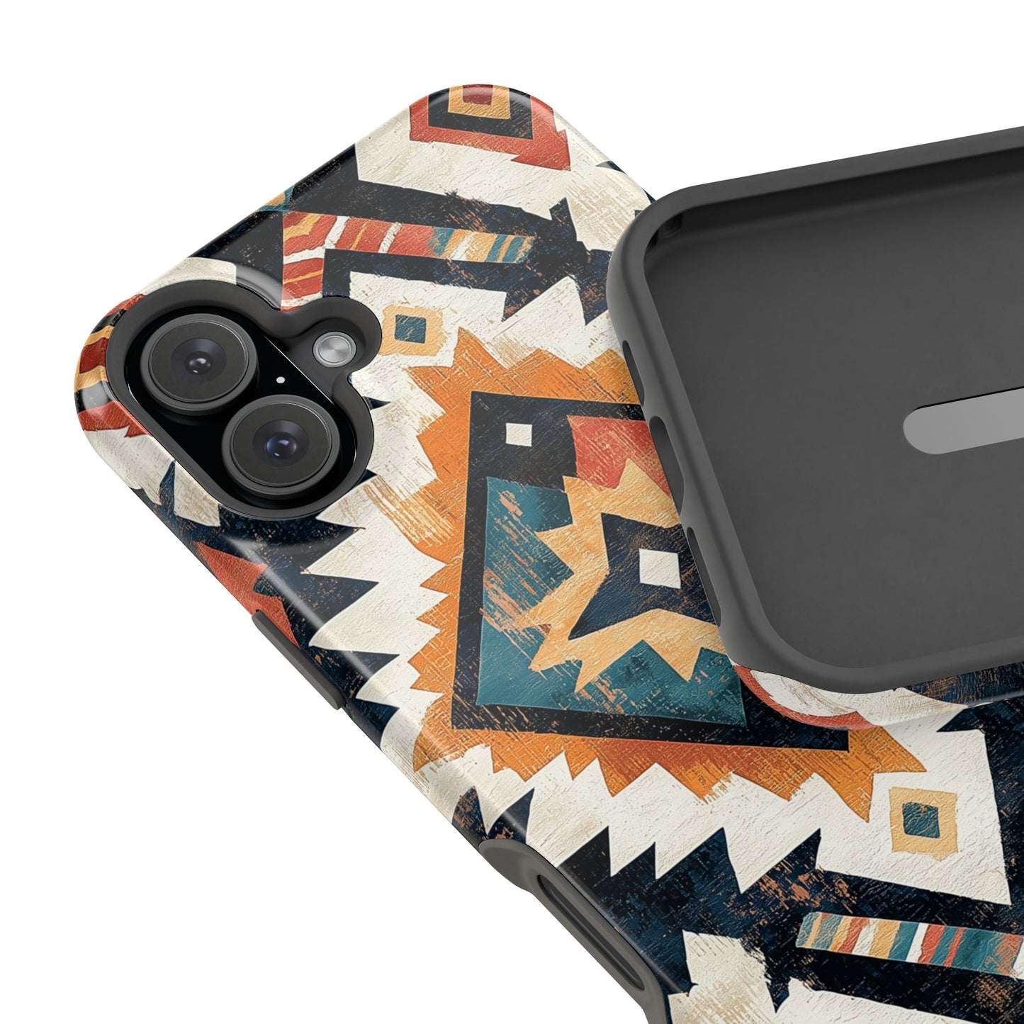 Vintage Southwestern Diamond Tough MagSafe iPhone Case – Rustic Tribal Design, Dual-Layer Protection