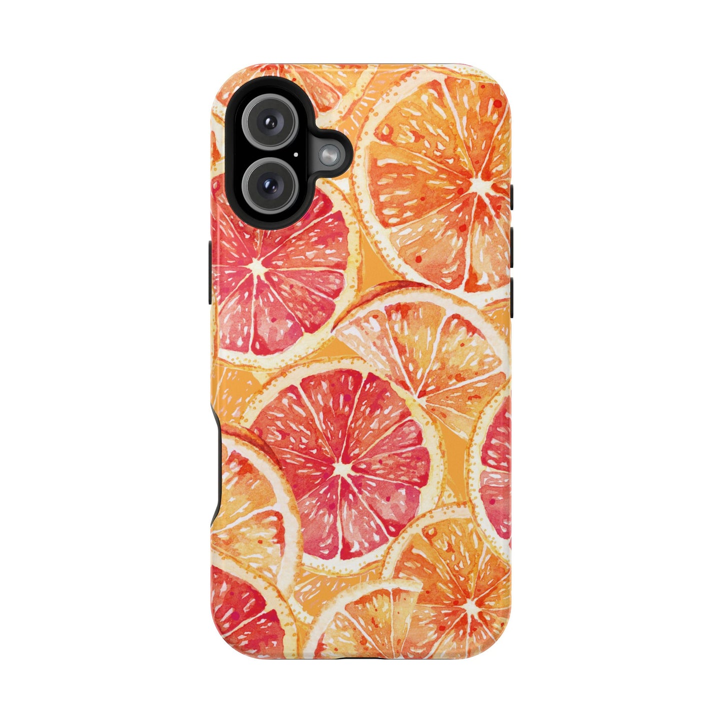 Watercolor Citrus Splash Tough MagSafe iPhone Case – Vibrant Fruit Print, Shock-Resistant Design