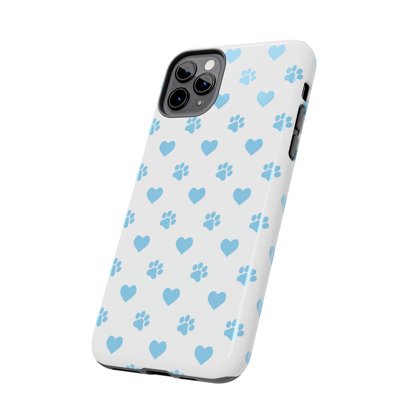 Blue Paw Prints & Hearts – Adorable and Durable iPhone Case for Pet Lovers