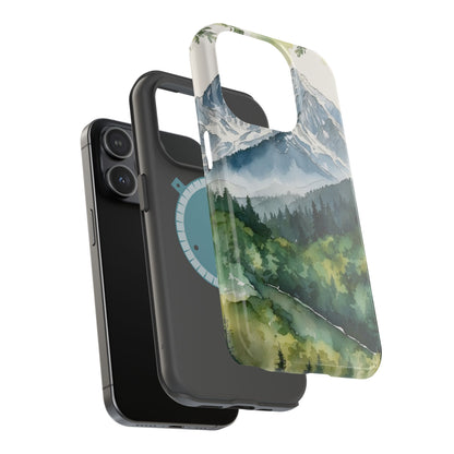 Watercolor Alpine Mountainscape - MagSafe iPhone Case