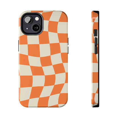 Wavy Retro Checkerboard iPhone Case – Shockproof, Matte Finish, Dual-Layer Protection